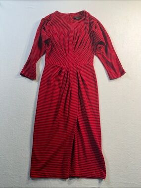 Vintage 90’s Wrap Waist Striped Long Sleeve Midi Knit Dress